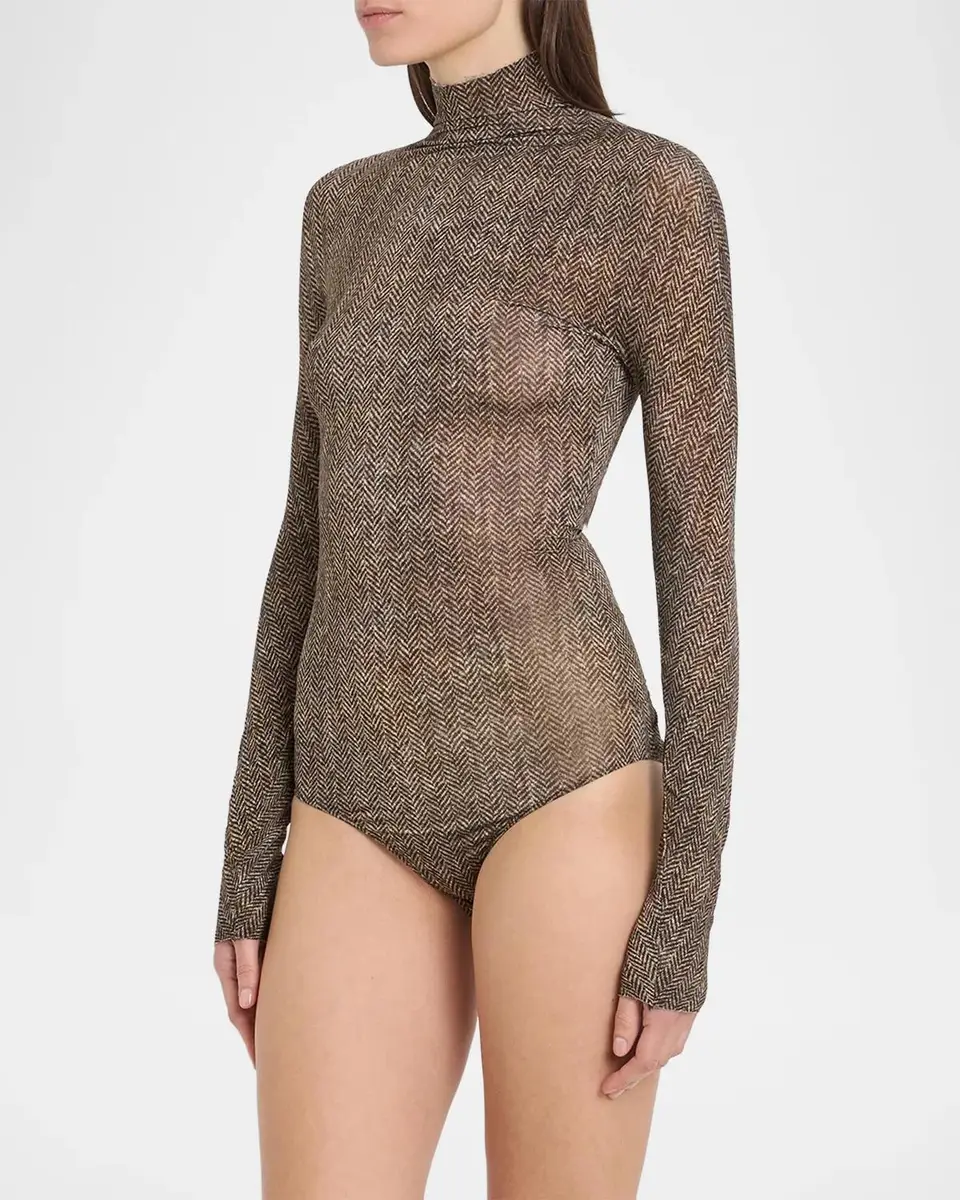 Maison Margiela Herringbone Turtleneck Bodysuit | Thumbnail 4 Maison Margiela Herringbone Turtleneck Bodysuit | Thumbnail 4