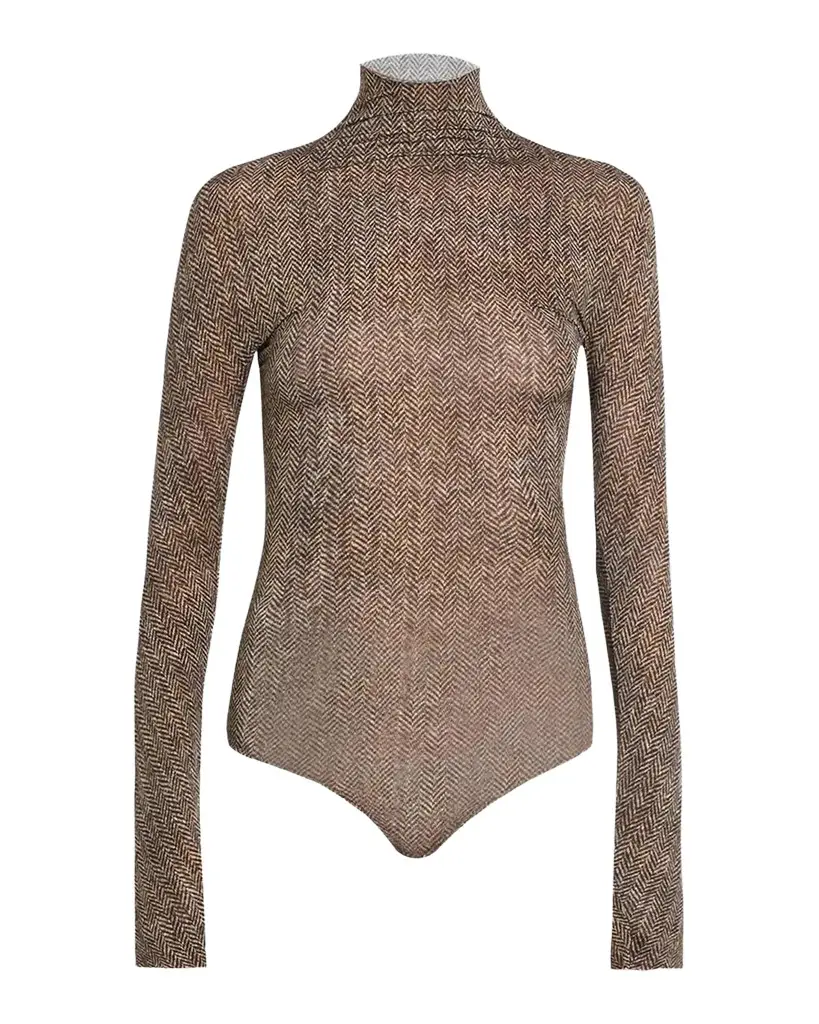 Maison Margiela Herringbone Turtleneck Bodysuit