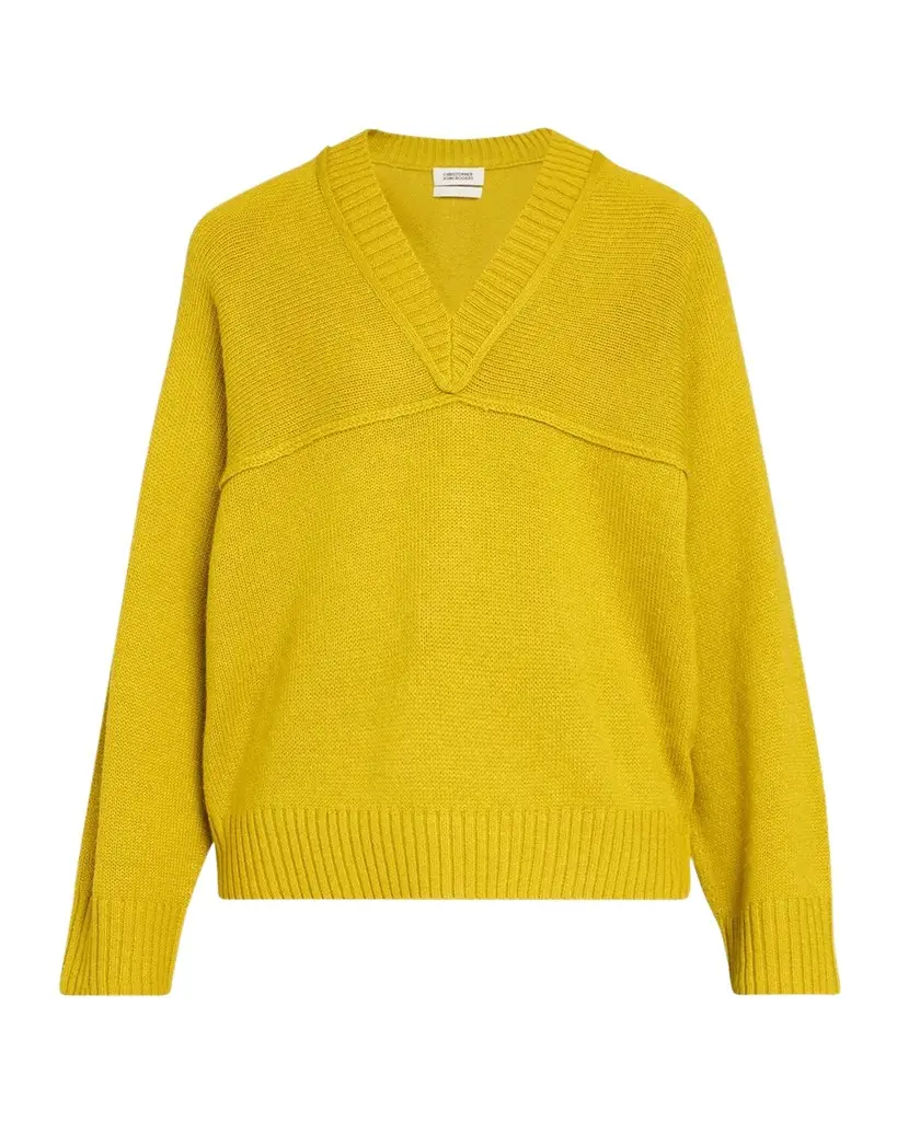 Alpaca-Blend Yoke Oversized V-Neck Sweater Alpaca-Blend Yoke Oversized V-Neck Sweater