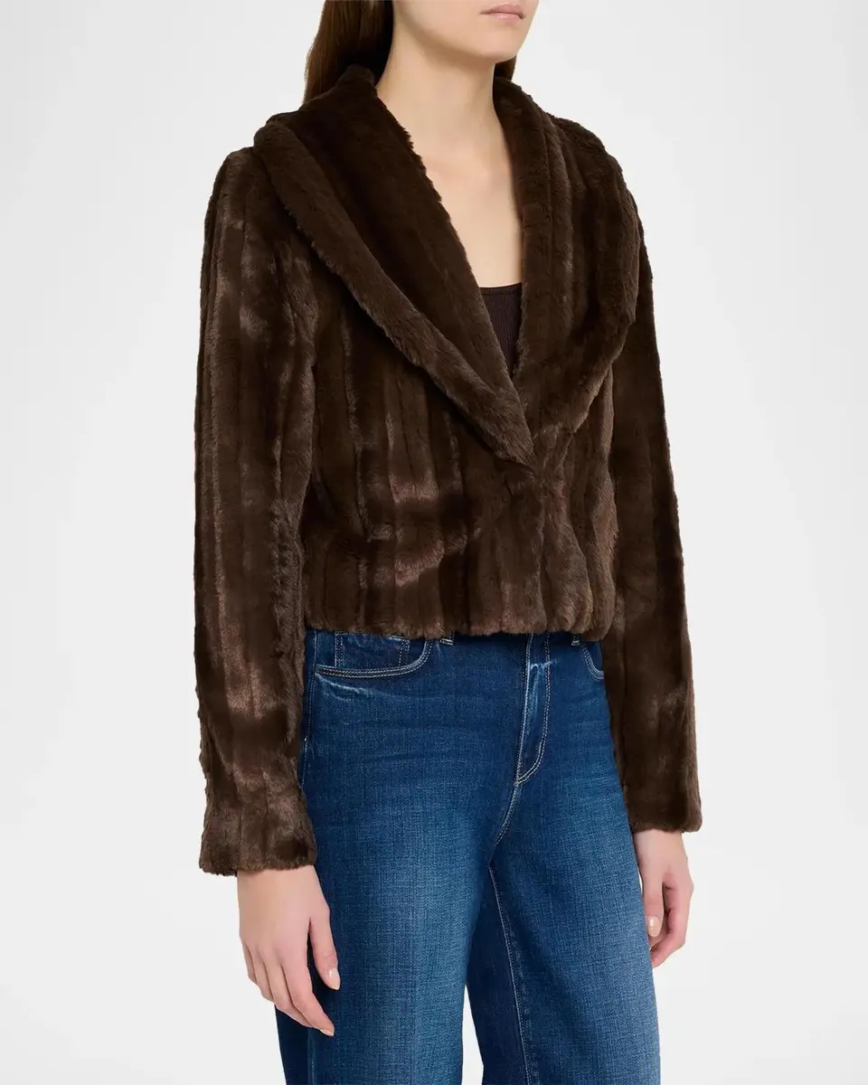 L'Agence Davy Faux fur Cropped Jacket | Thumbnail 4 L'Agence Davy Faux fur Cropped Jacket | Thumbnail 4
