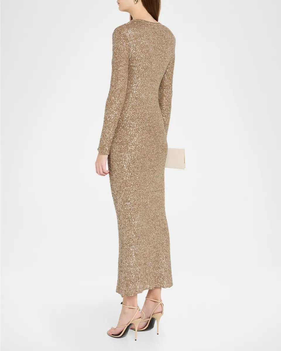 Saint Laurent Maille Sequin Knit Long-Sleeve Midi Dress | Thumbnail 3 Saint Laurent Maille Sequin Knit Long-Sleeve Midi Dress | Thumbnail 3