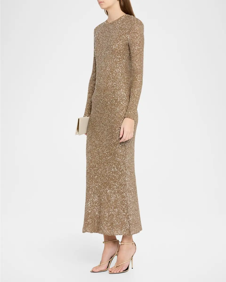 Saint Laurent Maille Sequin Knit Long-Sleeve Midi Dress | Thumbnail 4 Saint Laurent Maille Sequin Knit Long-Sleeve Midi Dress | Thumbnail 4