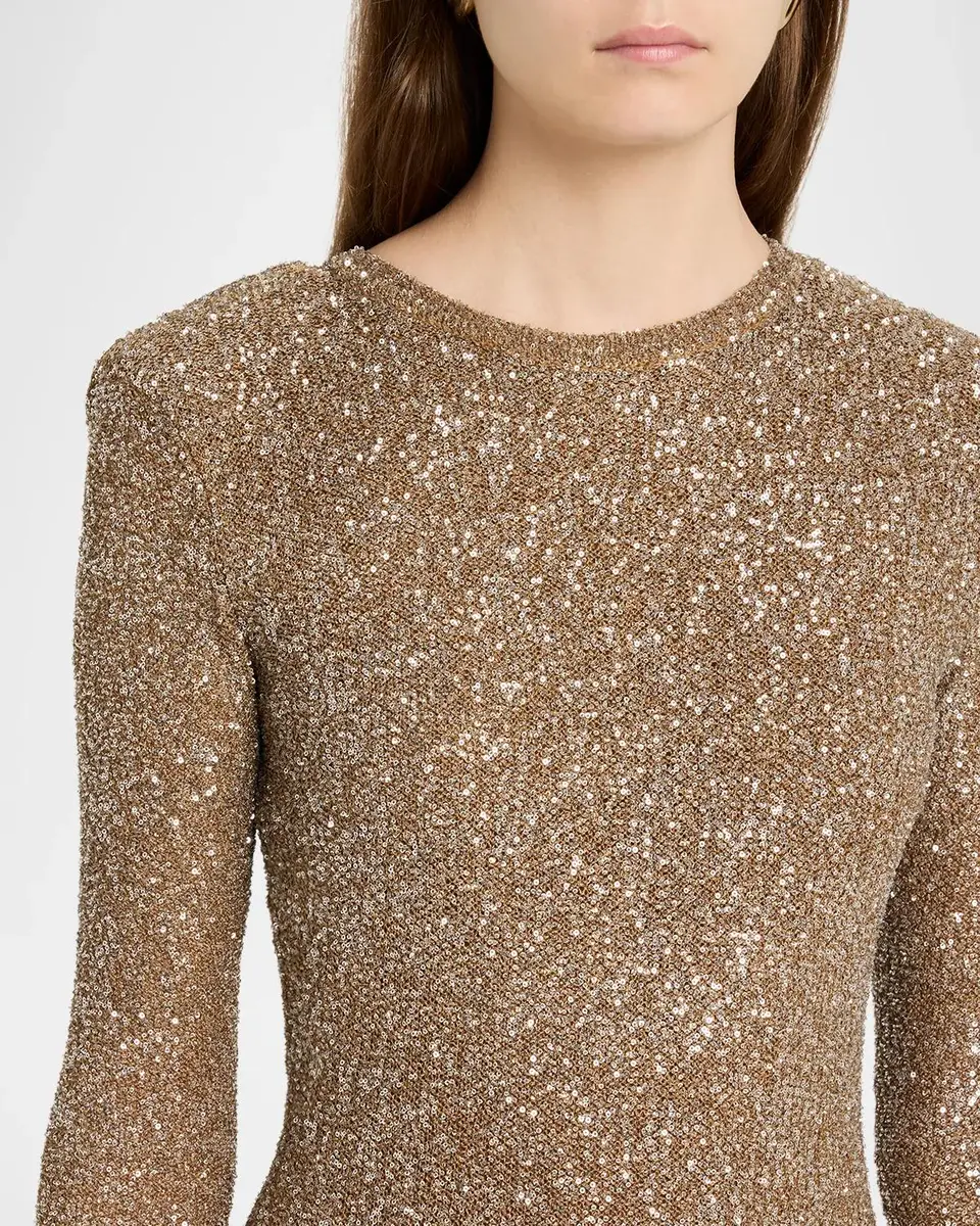 Saint Laurent Maille Sequin Knit Long-Sleeve Midi Dress | Thumbnail 5 Saint Laurent Maille Sequin Knit Long-Sleeve Midi Dress | Thumbnail 5