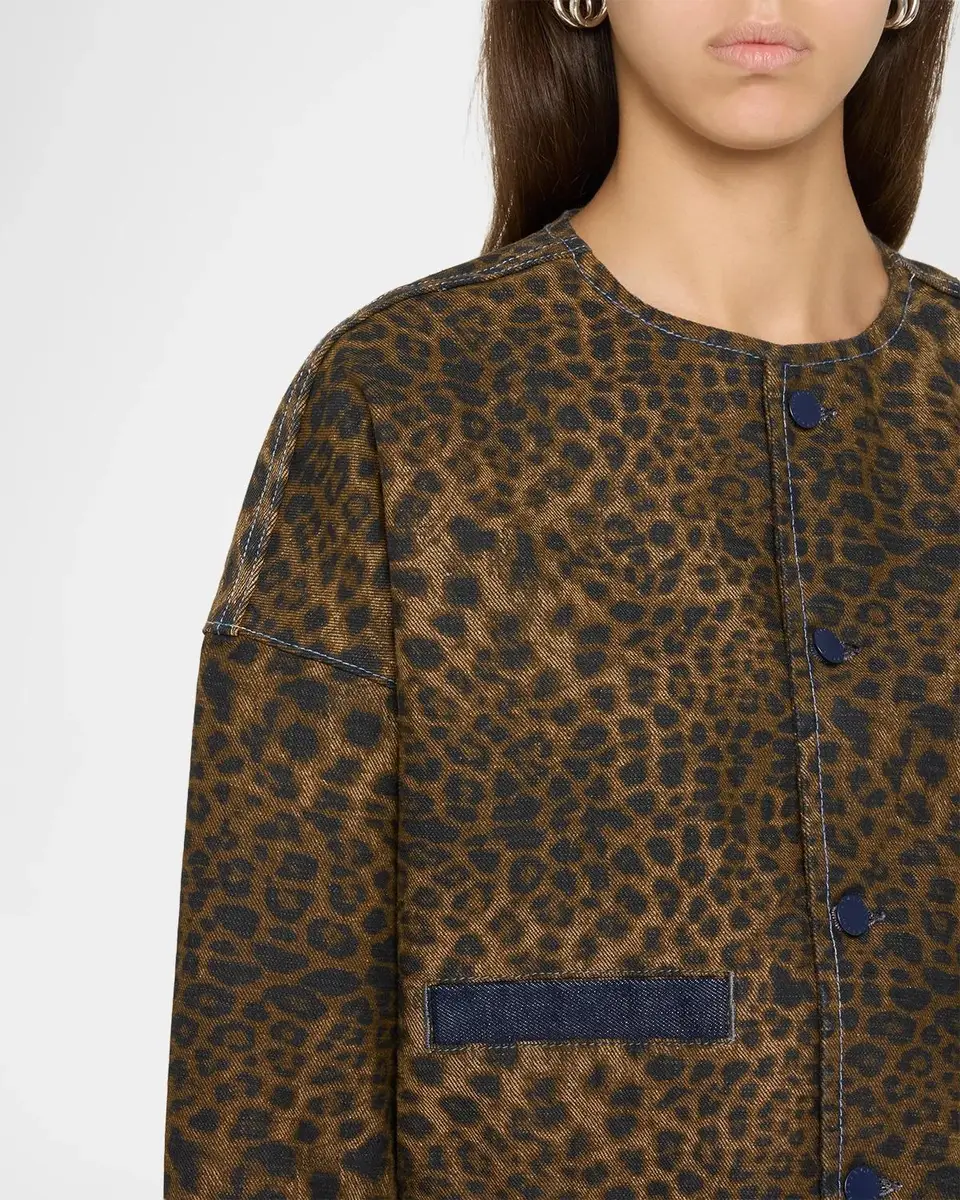 L'Agence Verona Leopard-Print Crop Denim Jacket | Thumbnail 5 L'Agence Verona Leopard-Print Crop Denim Jacket | Thumbnail 5