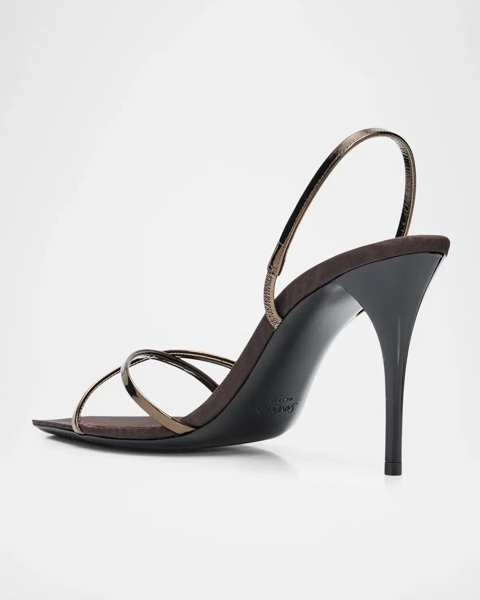 Saint Laurent 90mm Reflex Metallic Leather Sandals | Thumbnail 4