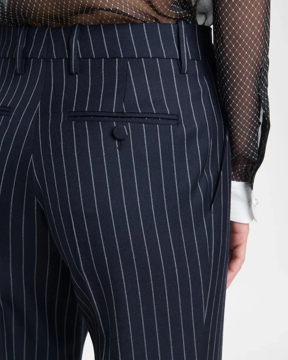 Tom Ford Corded Chalkstripe Wool Tailored Straight-Leg Boyfriend Pants | Thumbnail 5