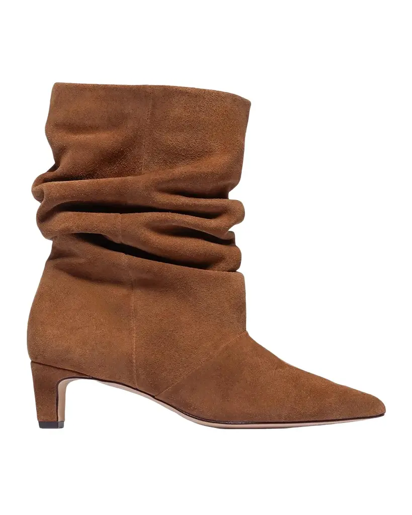 Bernardo 45mm Etta Slouched Suede Mid-Calf Boots