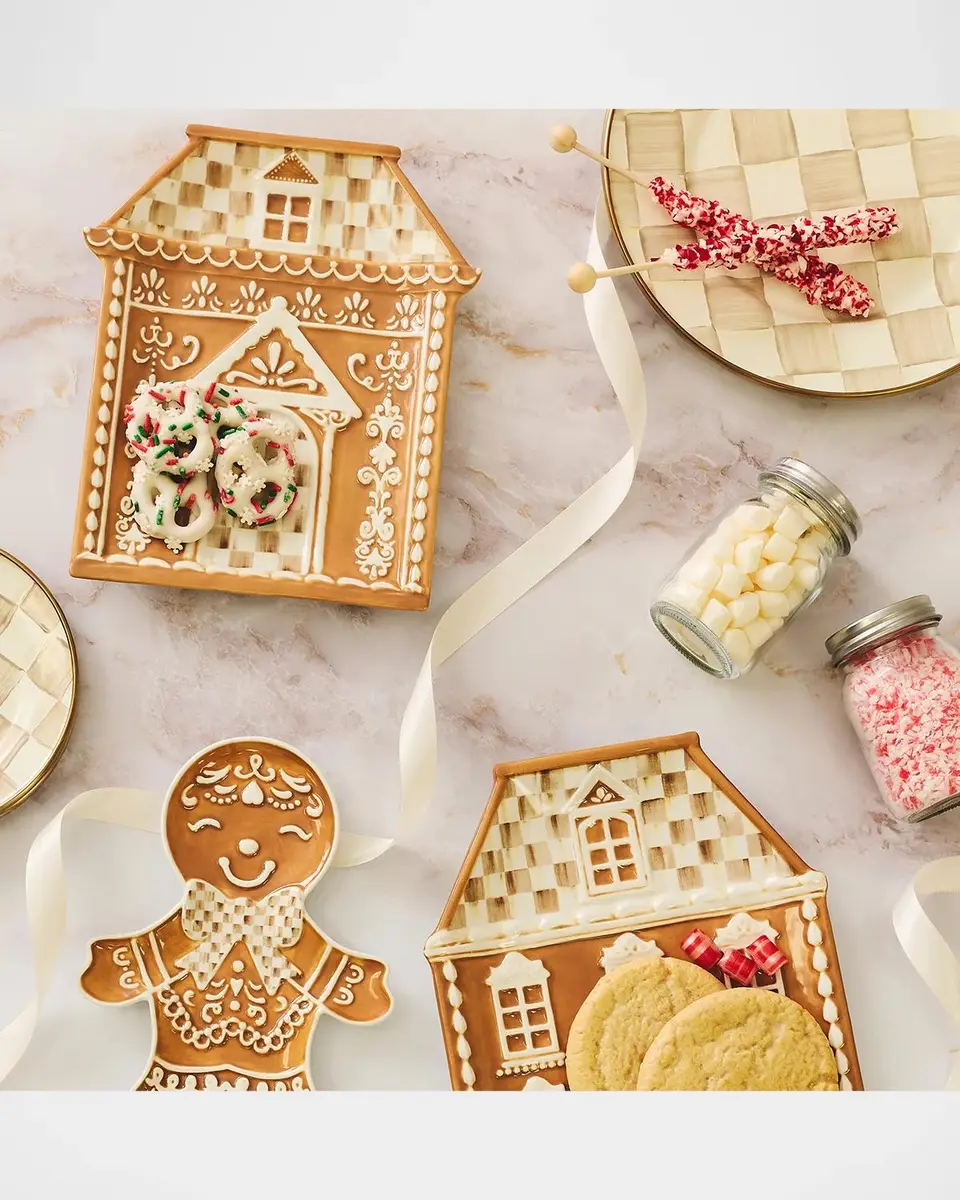 MacKenzie-Childs Mocha Check Gingerbread House Tray | Thumbnail 3
