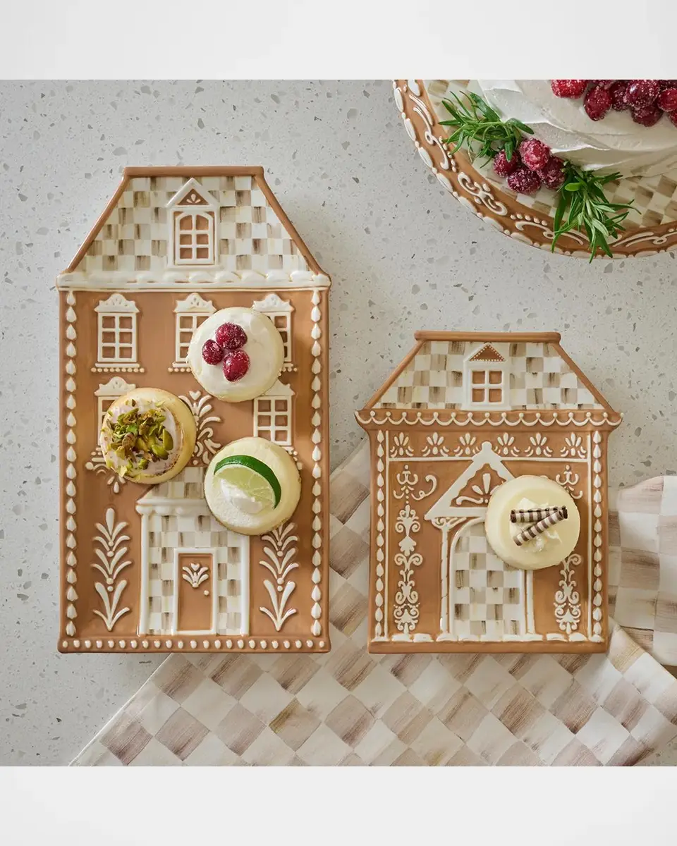 MacKenzie-Childs Mocha Check Gingerbread House Tray | Thumbnail 4