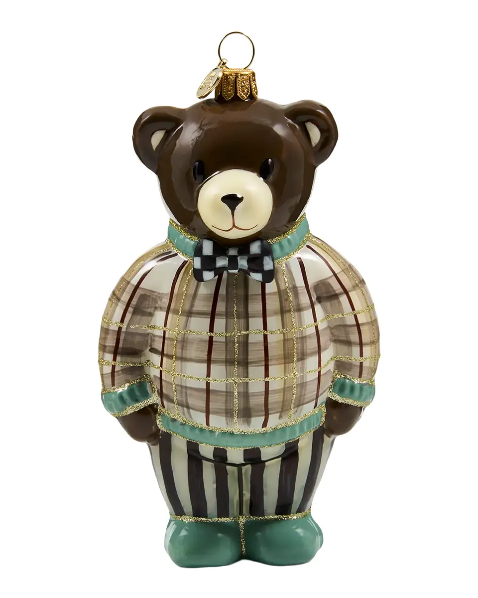 MacKenzie-Childs Mocha Tartan Bear Glass Ornament | Thumbnail 2 MacKenzie-Childs Mocha Tartan Bear Glass Ornament | Thumbnail 2