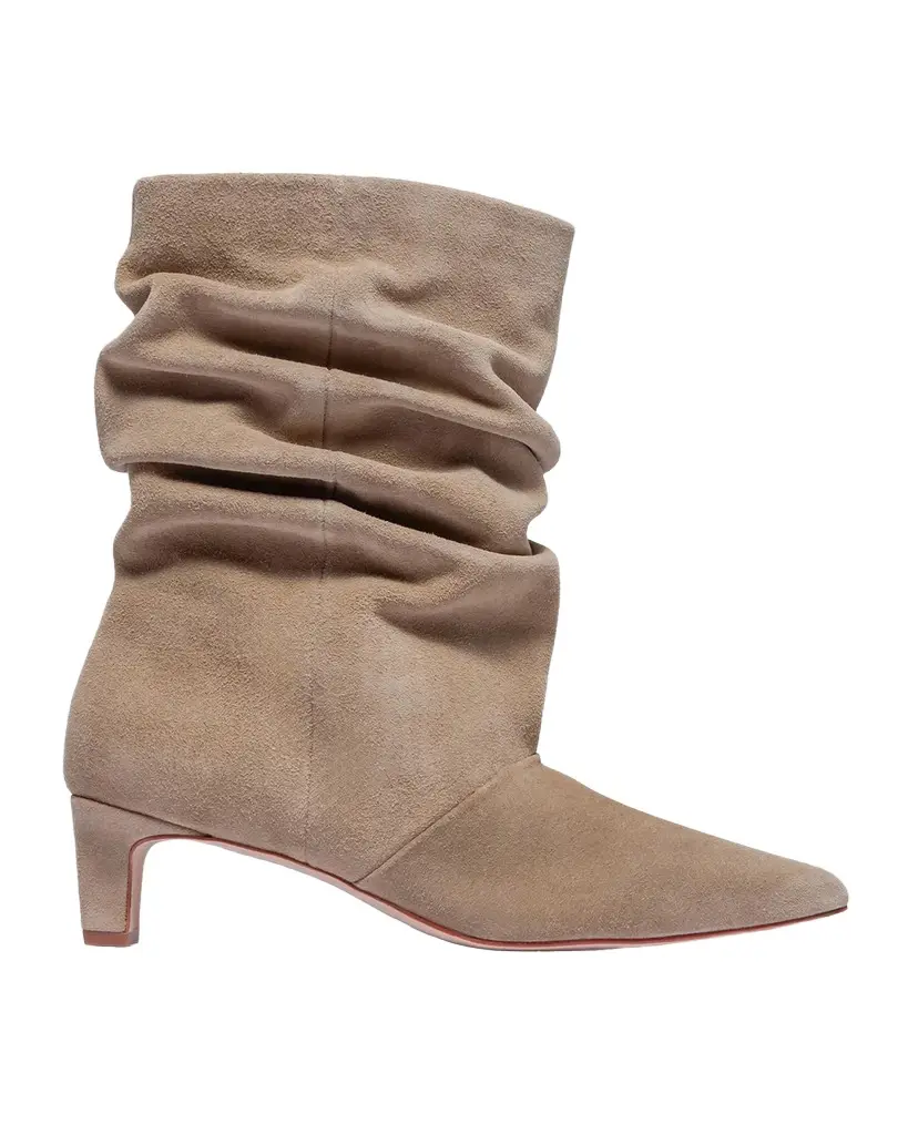Bernardo 45mm Etta Slouched Suede Mid-Calf Boots
