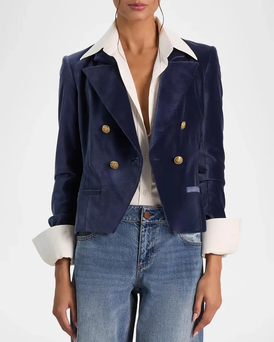Alice + Olivia Sable Velvet Double-Breasted Blazer | Thumbnail 4 Alice + Olivia Sable Velvet Double-Breasted Blazer | Thumbnail 4