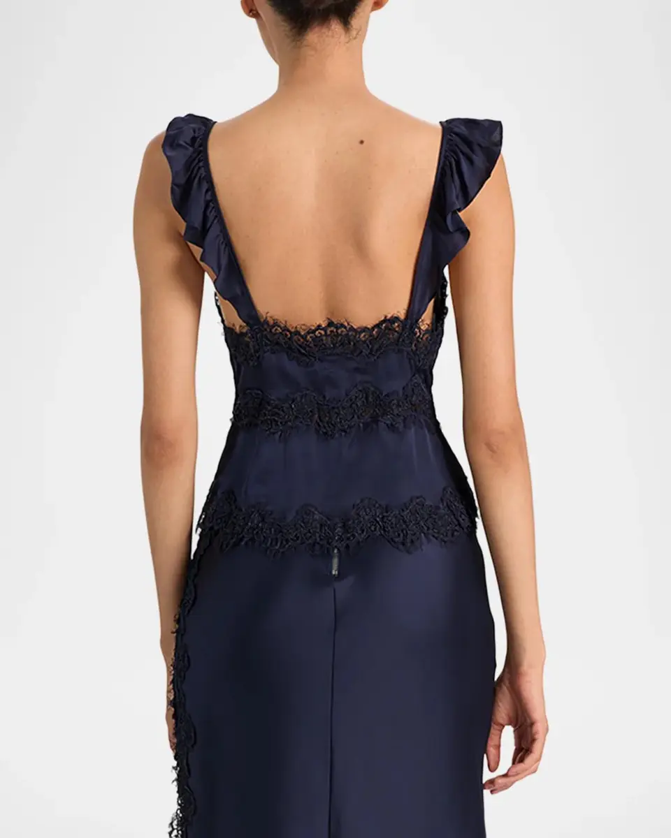Alice + Olivia Rafaella Lace-Trim Ruffled Satin Top | Thumbnail 3 Alice + Olivia Rafaella Lace-Trim Ruffled Satin Top | Thumbnail 3