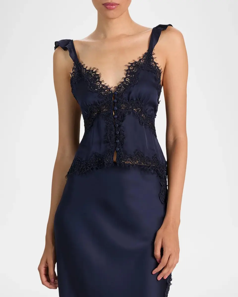 Alice + Olivia Rafaella Lace-Trim Ruffled Satin Top | Thumbnail 6 Alice + Olivia Rafaella Lace-Trim Ruffled Satin Top | Thumbnail 6