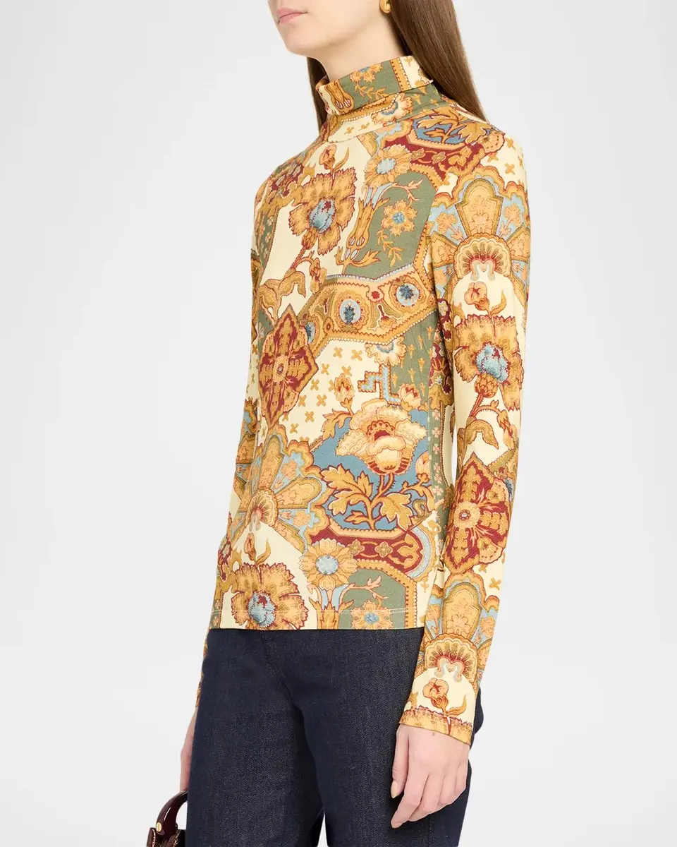 Cara Cara Piper Printed Cotton Turtleneck Top | Thumbnail 4 Cara Cara Piper Printed Cotton Turtleneck Top | Thumbnail 4