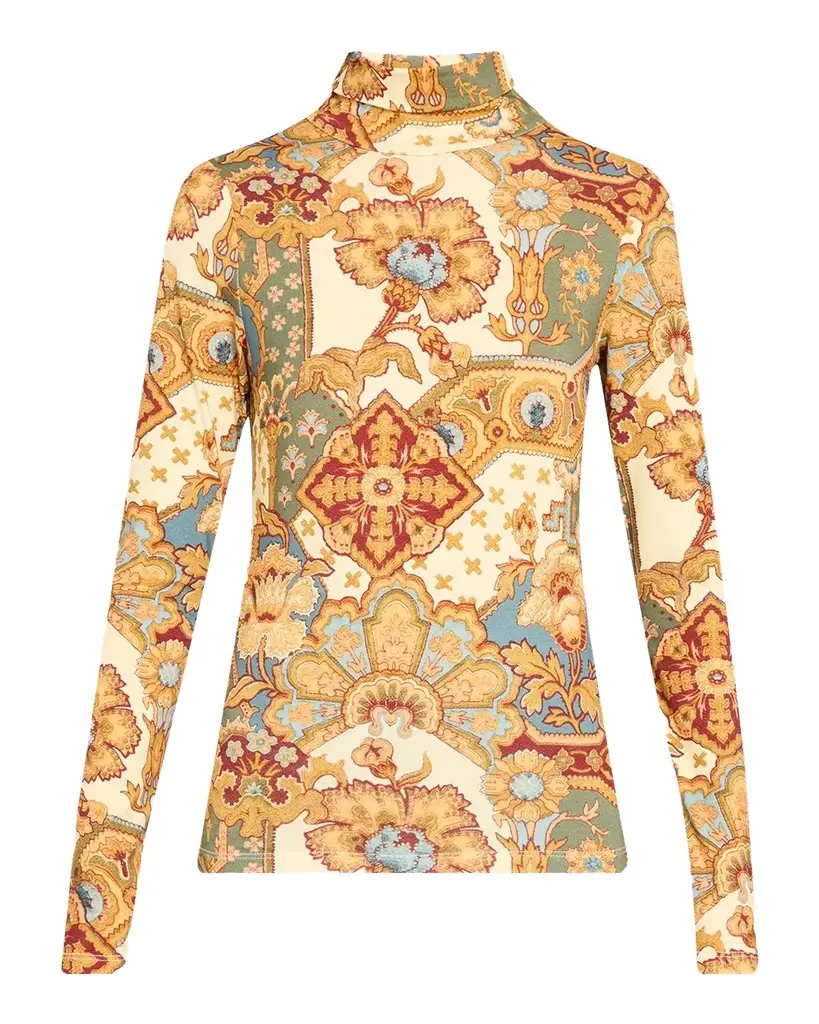 Cara Cara Piper Printed Cotton Turtleneck Top
