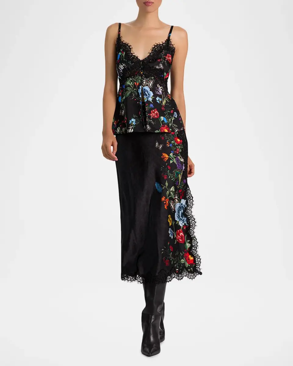 Alice + Olivia Maeve Floral Midi Slip Skirt | Thumbnail 2 Alice + Olivia Maeve Floral Midi Slip Skirt | Thumbnail 2