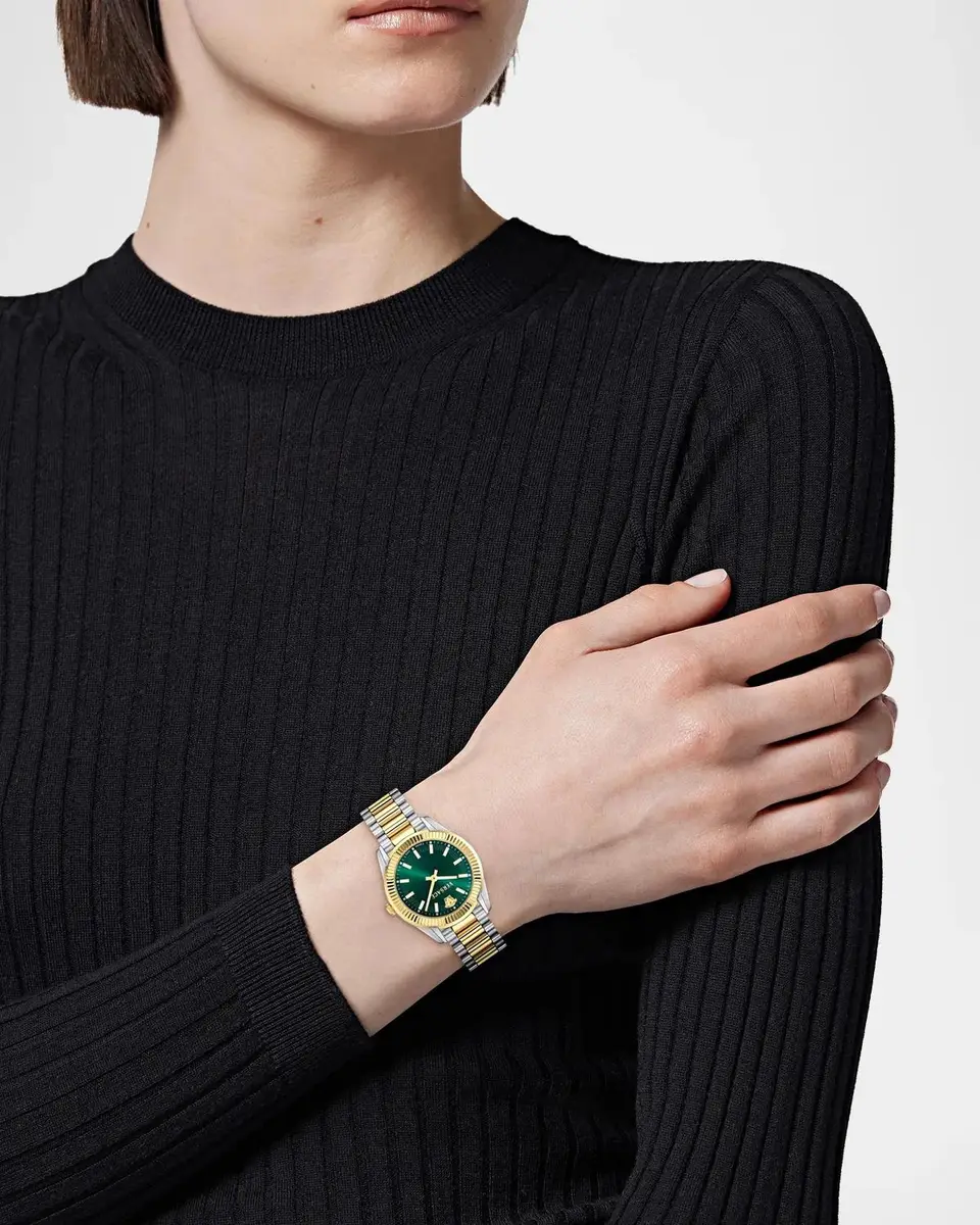 Versace Apodis 34mm Two-Tone Green Dial Bracelet Watch | Thumbnail 2 Versace Apodis 34mm Two-Tone Green Dial Bracelet Watch | Thumbnail 2