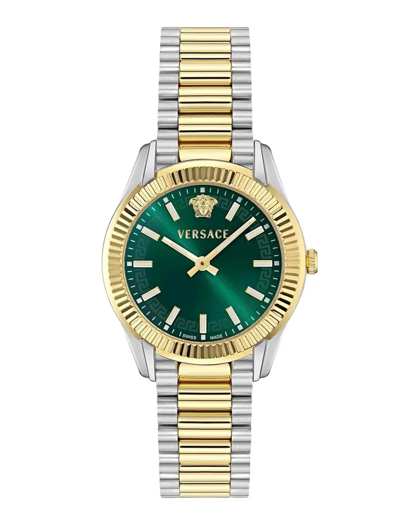Versace Apodis 34mm Two-Tone Green Dial Bracelet Watch