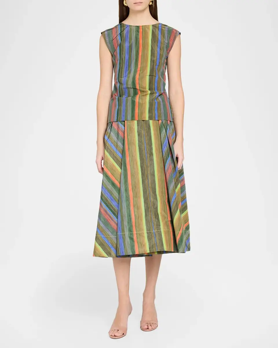 Christopher John Rogers Louie Striped Taffeta Full Midi Skirt | Thumbnail 2 Christopher John Rogers Louie Striped Taffeta Full Midi Skirt | Thumbnail 2