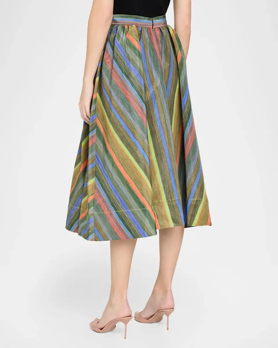 Christopher John Rogers Louie Striped Taffeta Full Midi Skirt | Thumbnail 3 Christopher John Rogers Louie Striped Taffeta Full Midi Skirt | Thumbnail 3