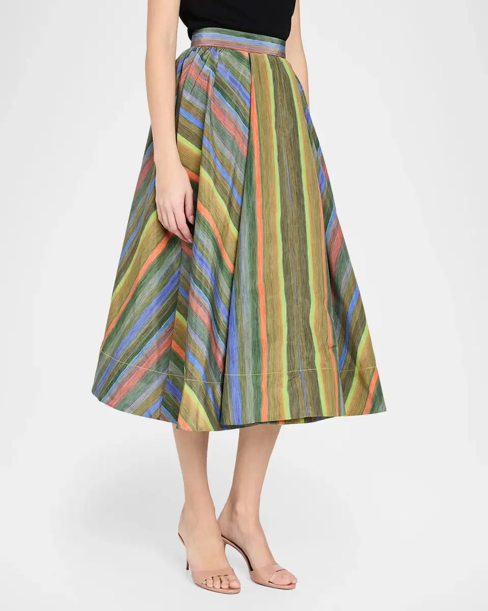 Christopher John Rogers Louie Striped Taffeta Full Midi Skirt | Thumbnail 4 Christopher John Rogers Louie Striped Taffeta Full Midi Skirt | Thumbnail 4