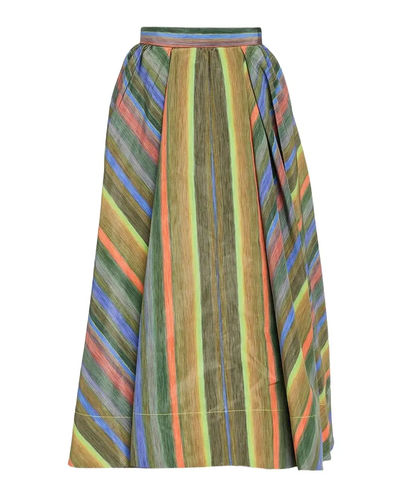 Christopher John Rogers Louie Striped Taffeta Full Midi Skirt