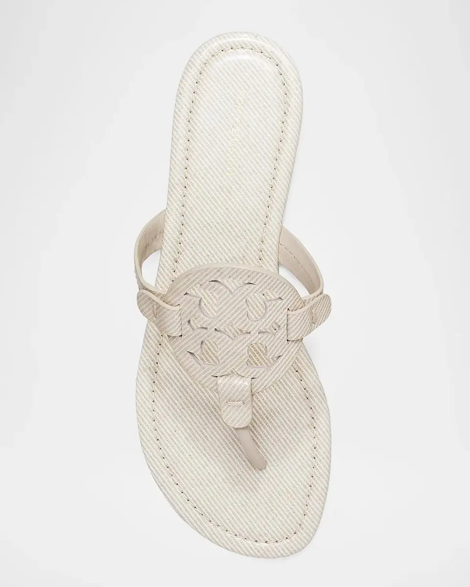 Tory Burch Miller Striped Patent-Coated Canvas Thong Sandals | Thumbnail 3 Tory Burch Miller Striped Patent-Coated Canvas Thong Sandals | Thumbnail 3