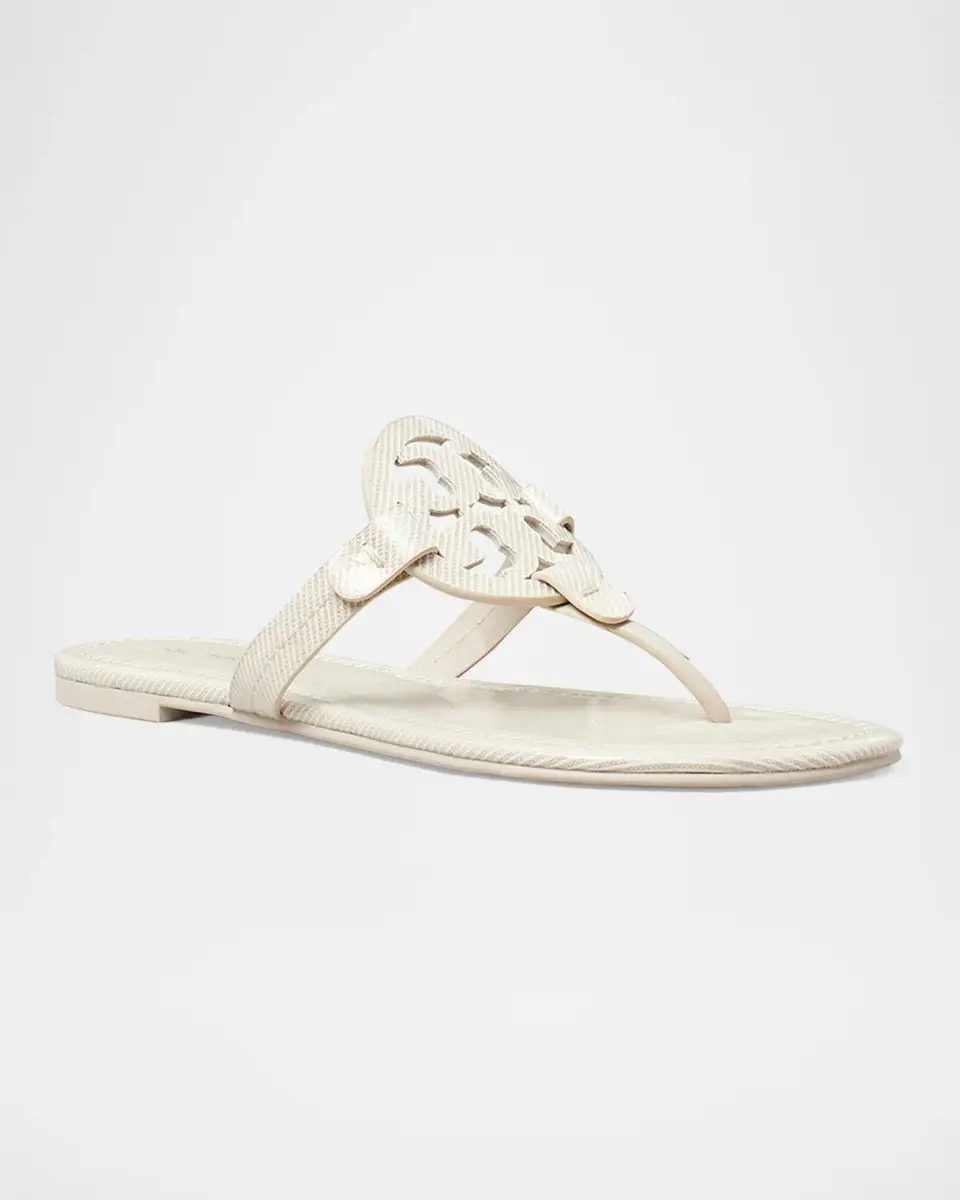 Tory Burch Miller Striped Patent-Coated Canvas Thong Sandals | Thumbnail 4 Tory Burch Miller Striped Patent-Coated Canvas Thong Sandals | Thumbnail 4