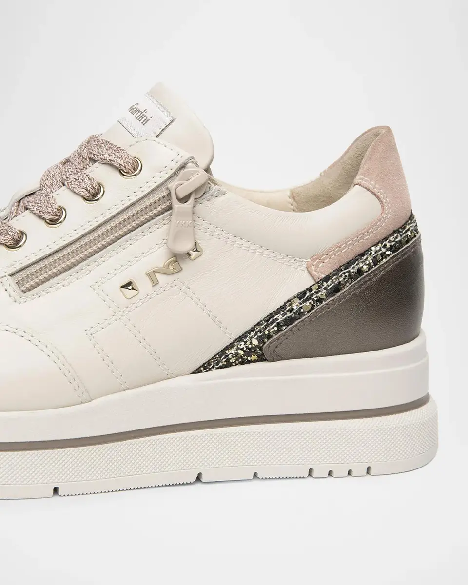 NeroGiardini Glitter Leather Platform Sneakers | Thumbnail 3 NeroGiardini Glitter Leather Platform Sneakers | Thumbnail 3