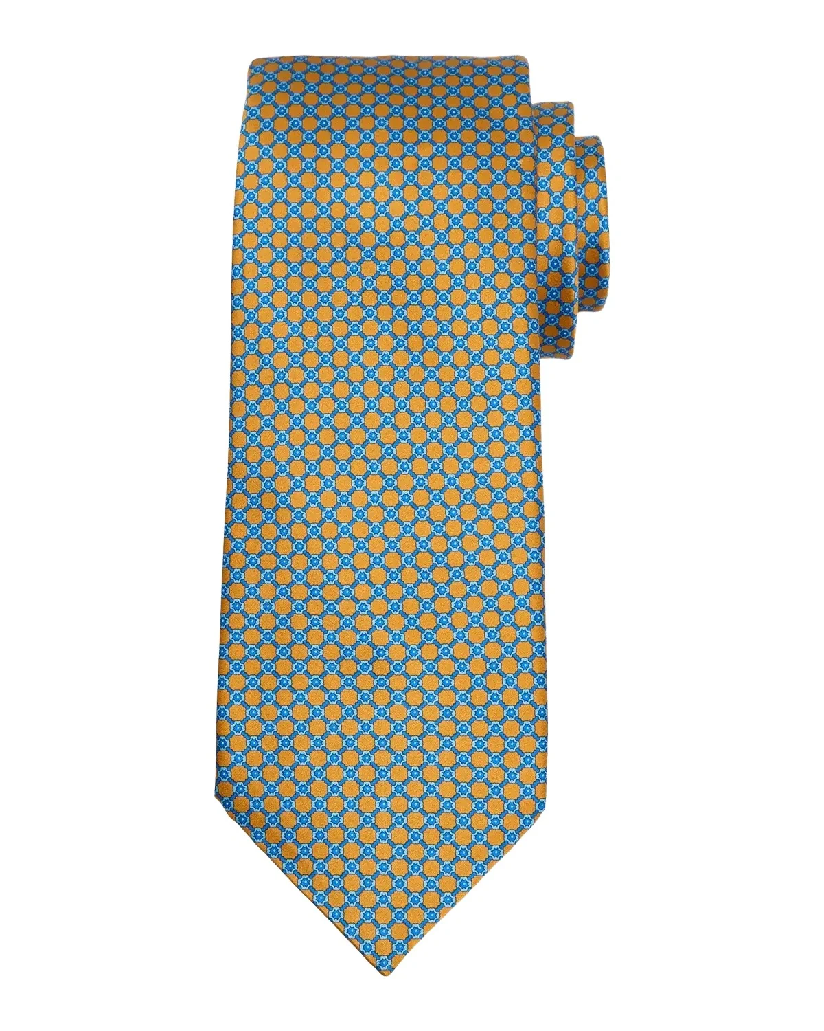 Men's Grid Check Square Silk Tie