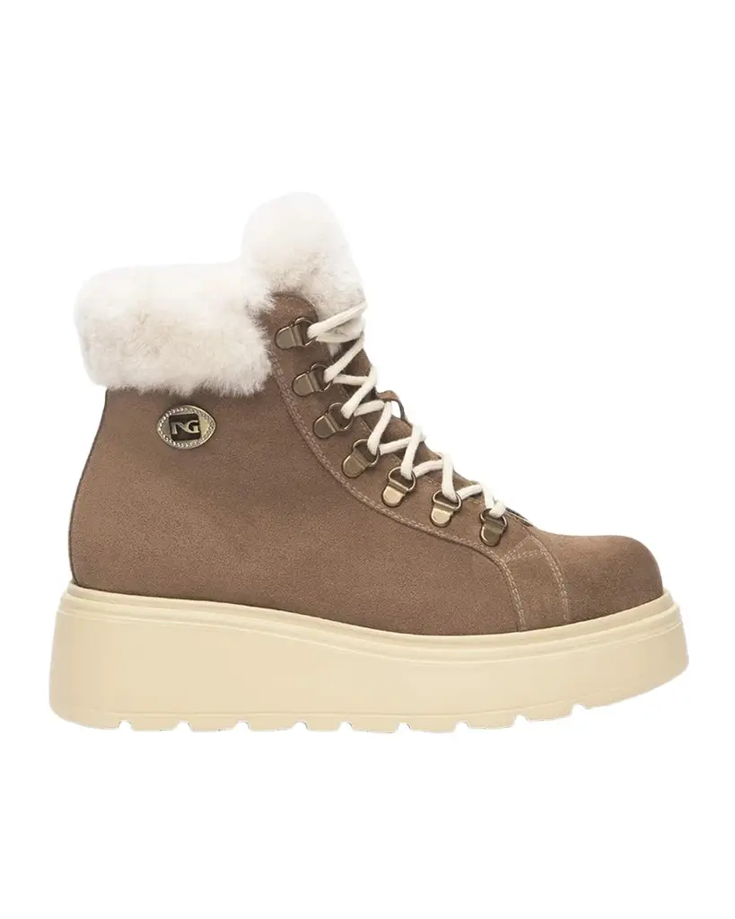 NeroGiardini Faux Fur-Lined Suede Hiker Boots