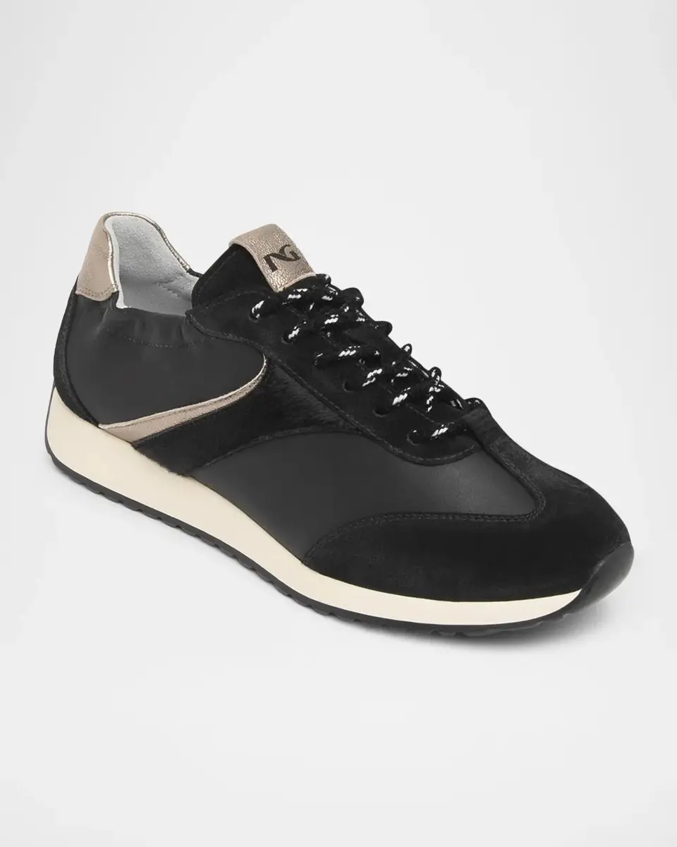 NeroGiardini Mixed Leather Low-Top Sneakers | Thumbnail 2 NeroGiardini Mixed Leather Low-Top Sneakers | Thumbnail 2