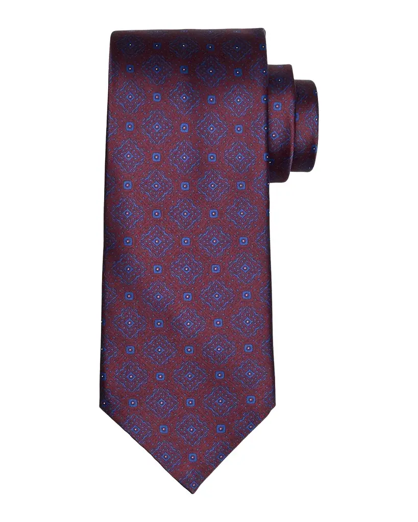 Men's Macro Mosaic-Print Silk Tie
