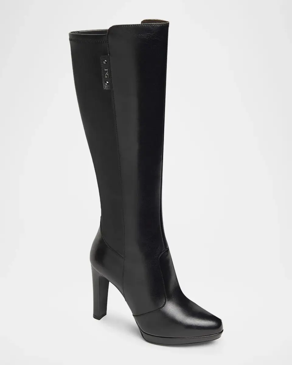 NeroGiardini 100mm Platform Leather Knee-High Boots | Thumbnail 2 NeroGiardini 100mm Platform Leather Knee-High Boots | Thumbnail 2