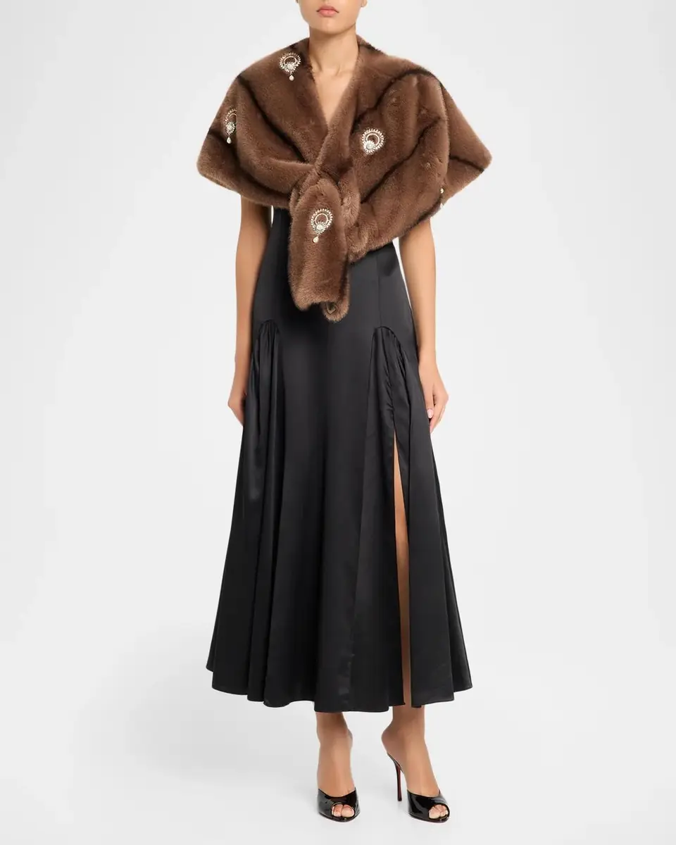 Cinq à Sept Gianella Embellished Fuax-Fur Stole | Thumbnail 2
