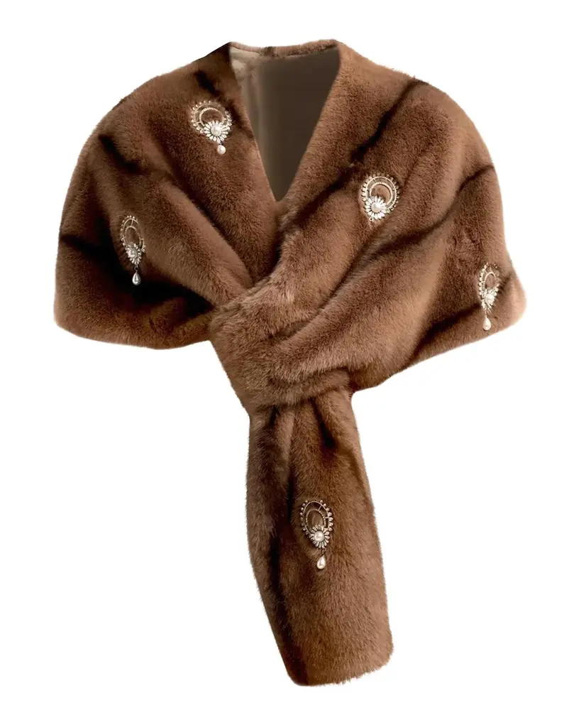 Cinq à Sept Gianella Embellished Fuax-Fur Stole