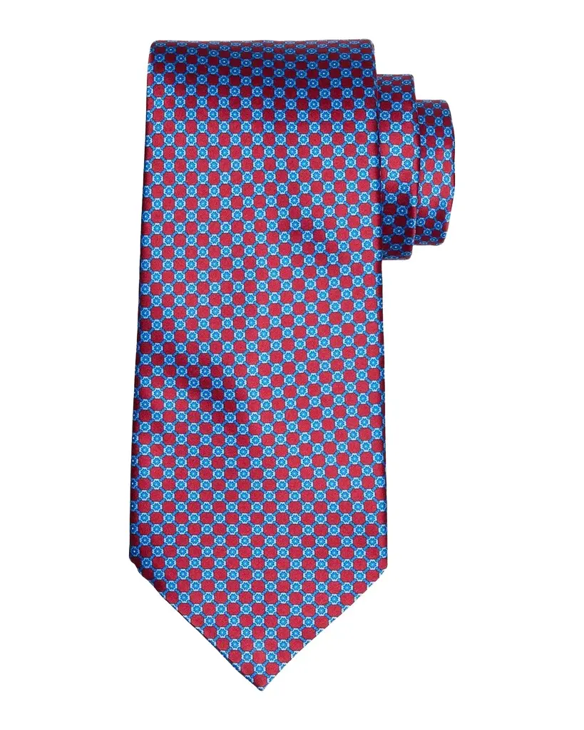 Stefano Ricci Men's Grid Check Square Silk Tie