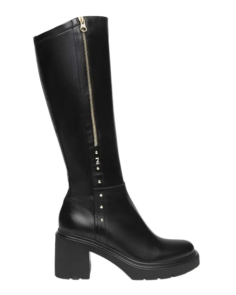 85mm Studded Leather Knee-High Boots