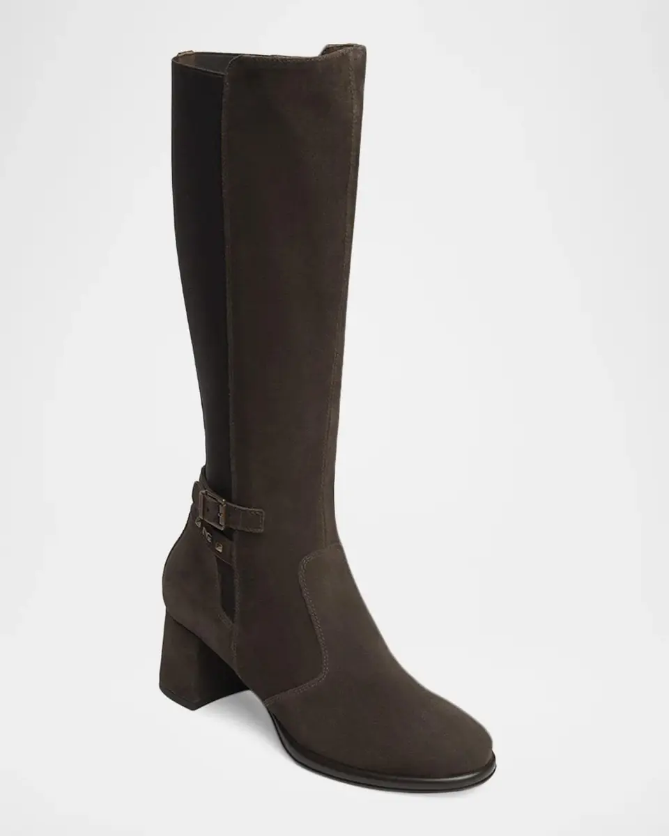 NeroGiardini 60mm Buckle Strap Suede Knee-High Boots | Thumbnail 2