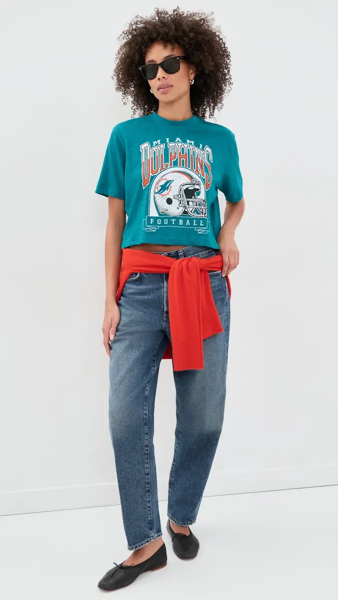 Junk Food Dolphins Helmut Mock Crop Tee | Thumbnail 5