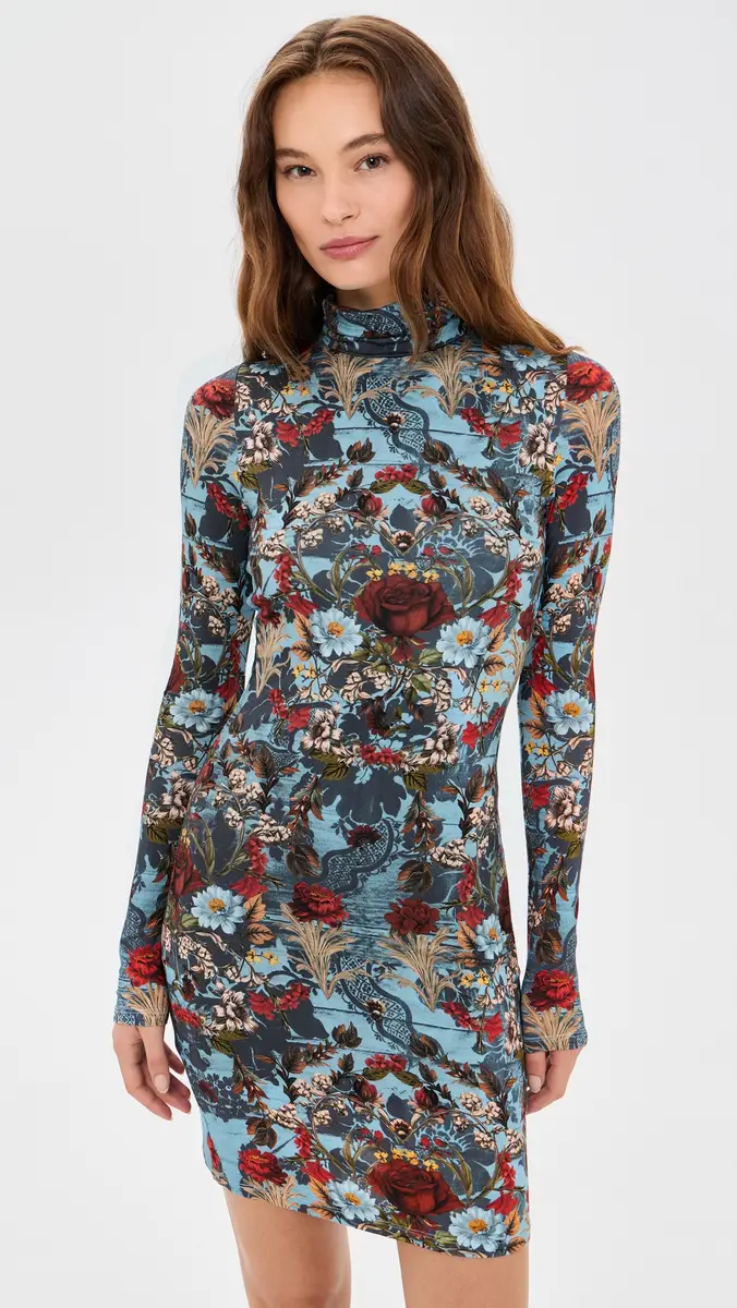 Alice + Olivia Delora Folded Turtleneck Mini Dress | Thumbnail 2