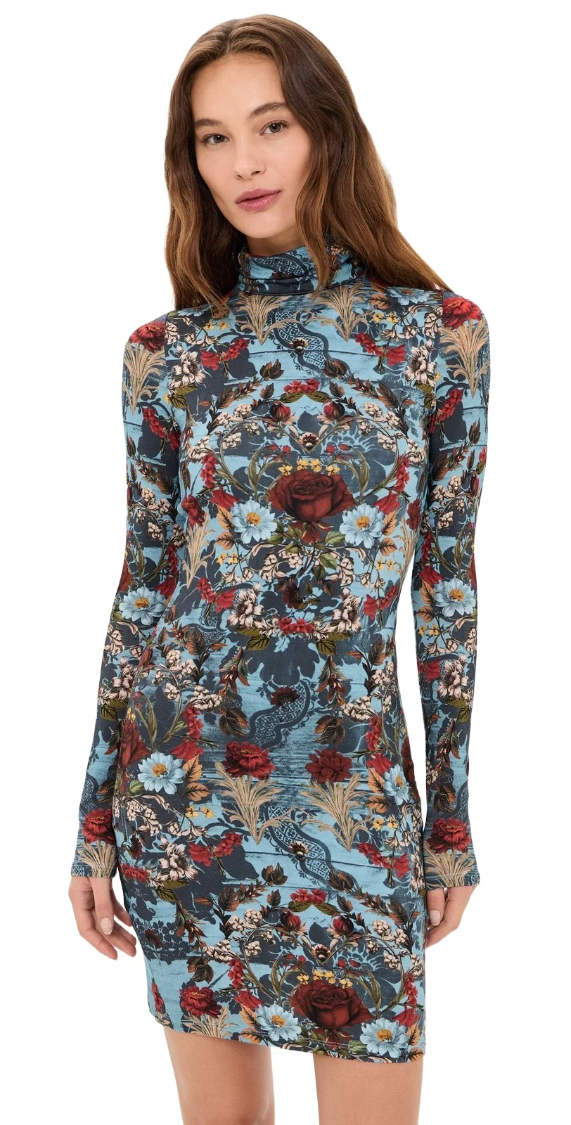 Delora Folded Turtleneck Mini Dress