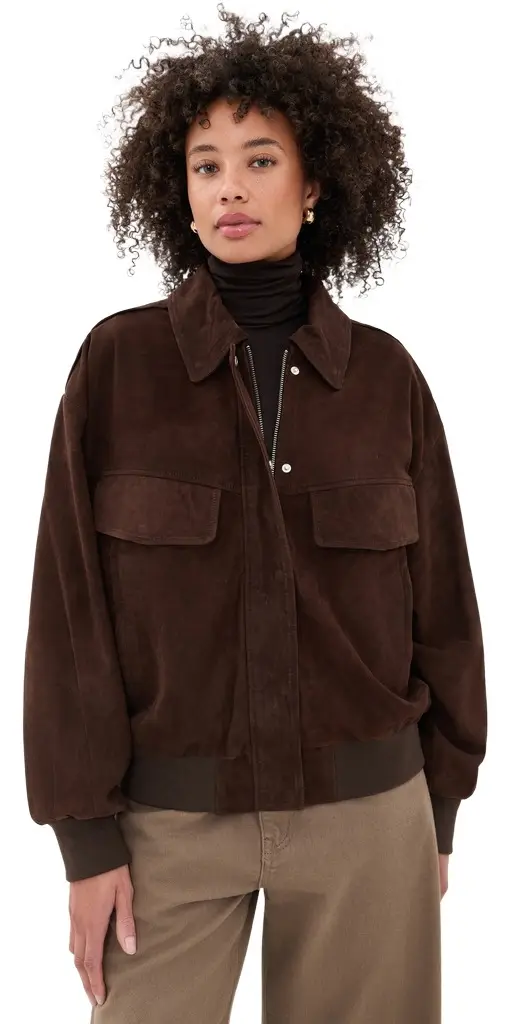 Trevanna Suede Bomber Jacket Trevanna Suede Bomber Jacket