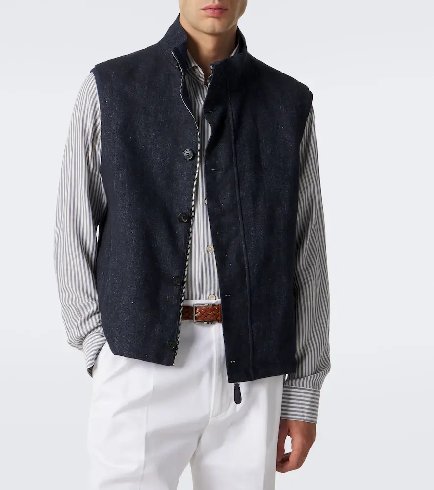 dunhill Linen reversible vest | Thumbnail 7 dunhill Linen reversible vest | Thumbnail 7