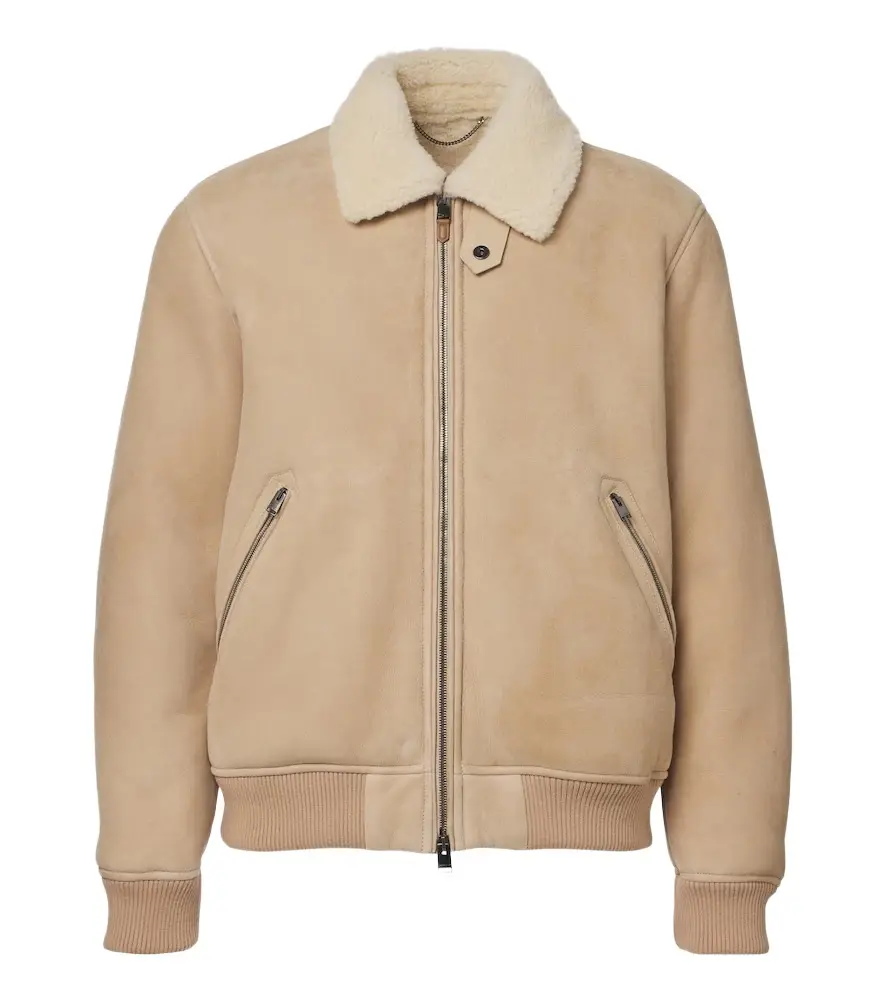 Canali Shearling-trimmed suede blouson jacket