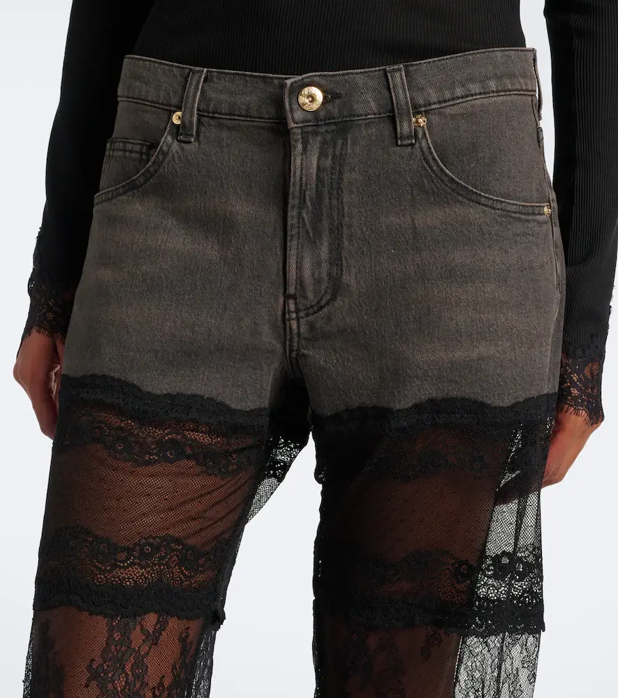 BLUMARINE Lace-trimmed wide-leg jeans | Thumbnail 4 BLUMARINE Lace-trimmed wide-leg jeans | Thumbnail 4