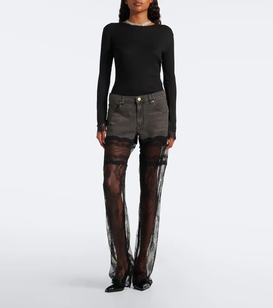 BLUMARINE Lace-trimmed wide-leg jeans | Thumbnail 5 BLUMARINE Lace-trimmed wide-leg jeans | Thumbnail 5