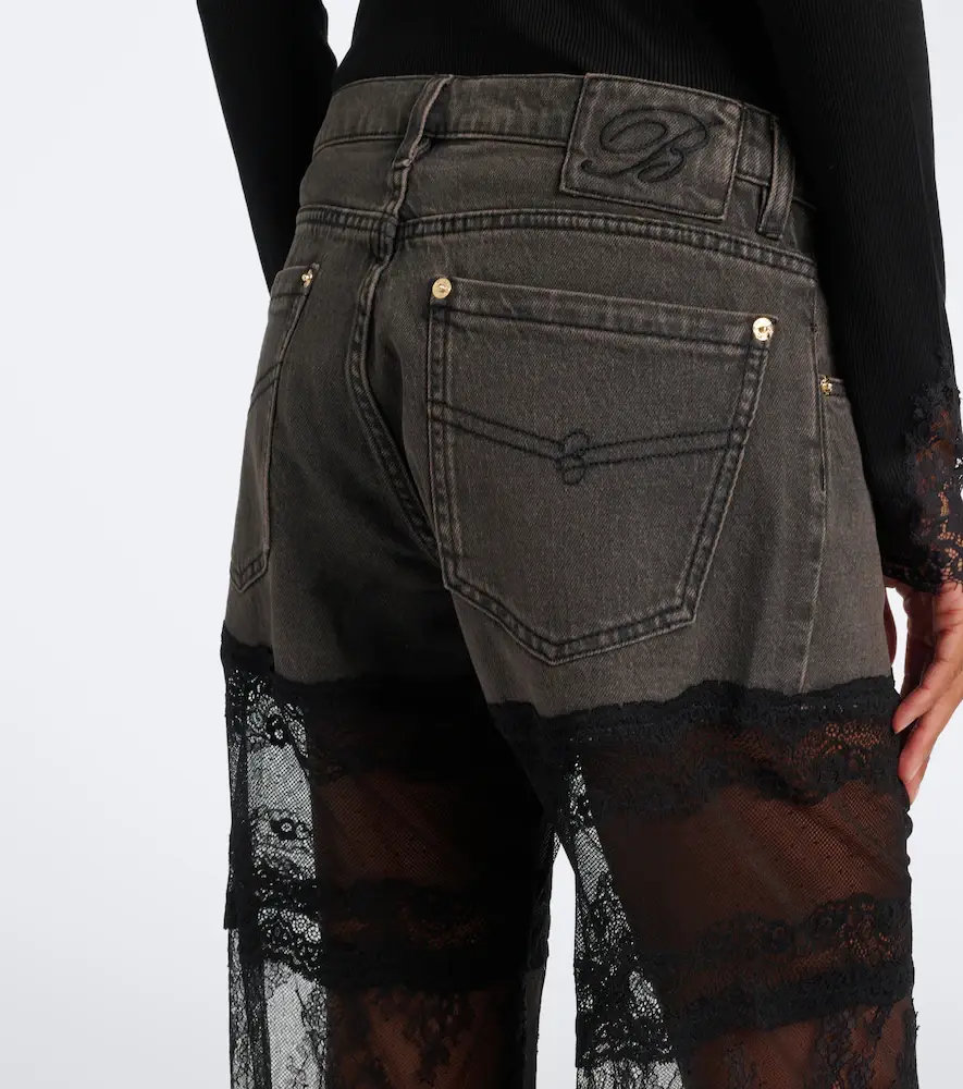 BLUMARINE Lace-trimmed wide-leg jeans | Thumbnail 6 BLUMARINE Lace-trimmed wide-leg jeans | Thumbnail 6