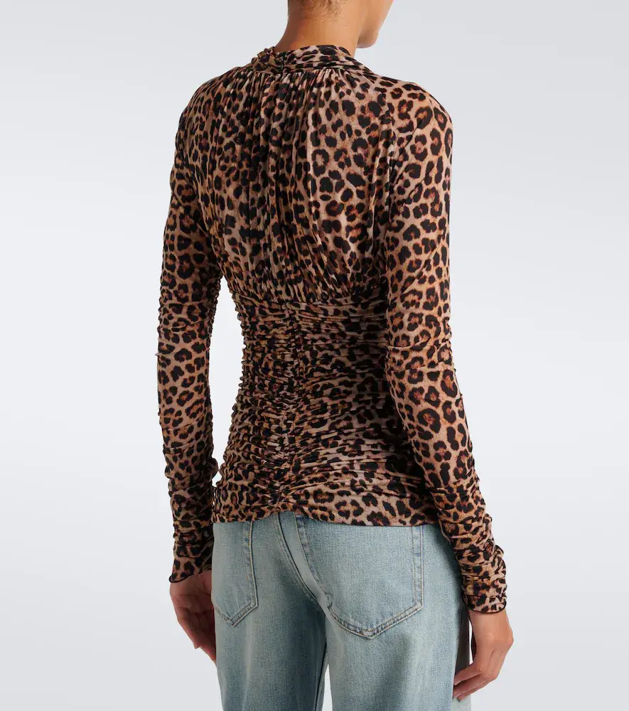 BLUMARINE Floral-appliqué leopard-print jersey top | Thumbnail 3